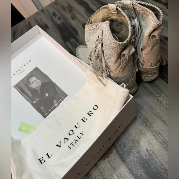 El Vaquero Italy Arya Kalahari Krust Women’s Wedge Moccasin Boots Size 40 - Picture 15 of 16